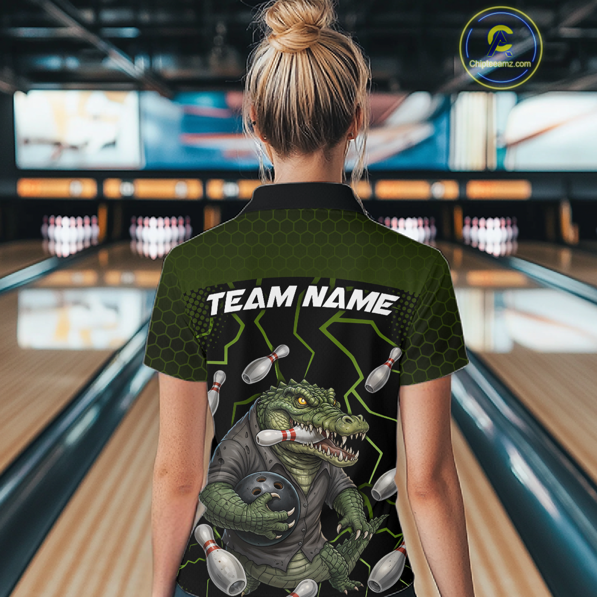 Custom Alligator Bowling Team Shirts Bowling Jersey for Women Bowling Outfit Polo & 1/4 Zip HNT548