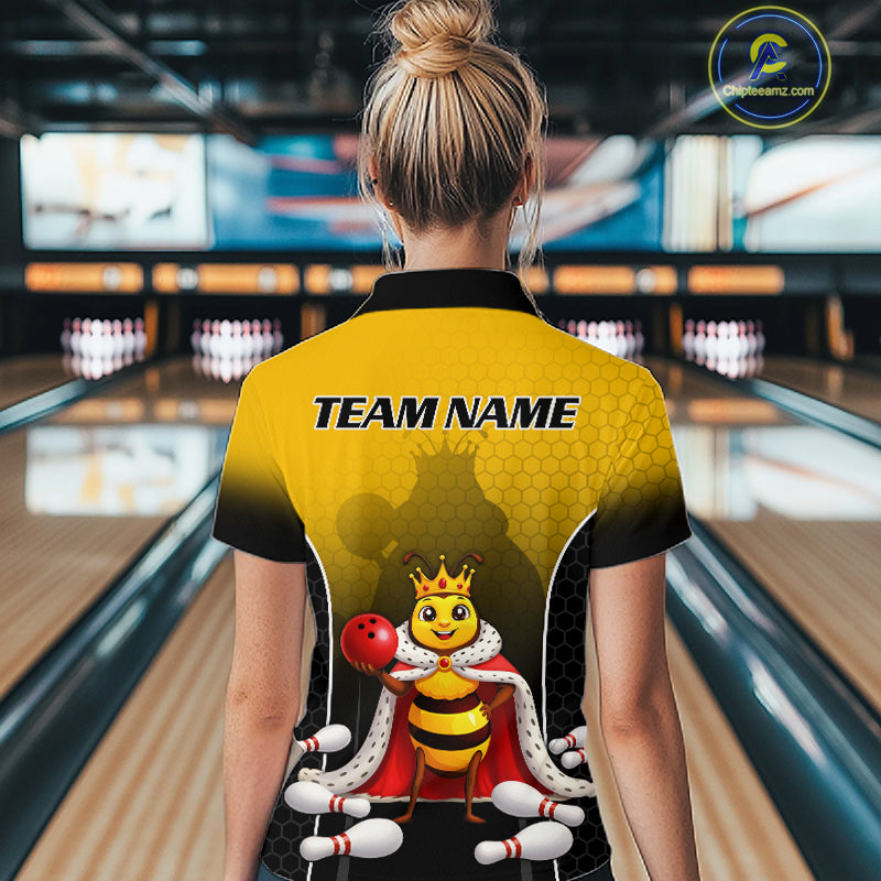 Custom King Bee Bowling Jersey for Women Bowling Team Shirts Bowling Polo & 1/4 Zip HNT266