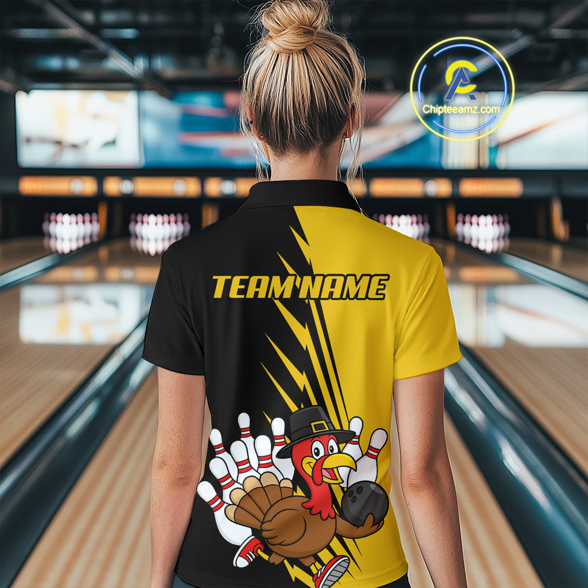 Yellow Turkey Bowling Shirts for Women Men Team Custom Bowling Jerseys Thanksgiving MBL180