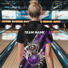 Load image into Gallery viewer, Custom Purple Raccoon Bowling Jersey for Women Bowling Team Shirts Bowling Polo &amp; 1/4 Zip HNT254