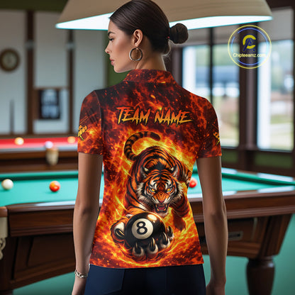 Red Flames Wolf Claw Hold 8 Ball 3D Unique Billiard Shirt For Women Personalized Pool Balls Shirts NYN2651