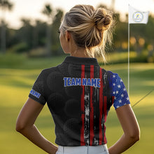 Load image into Gallery viewer, Custom Womens Golf Polo Shirt USA Flag, Golf Family Team Shirt, School Team Golf Shirt, Patriotic Golf Shirt NHT715