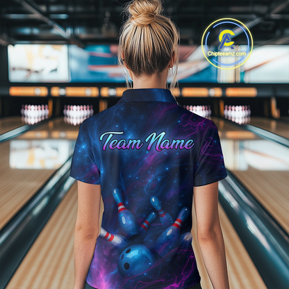 Watercolor Galaxy Bowling Shirts for Men Women Team Custom Bowling Polo & Quarter Zip MBL146