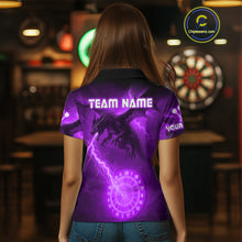 Load image into Gallery viewer, Custom Dragon Lightning Purple Dartboard Dart Team Shirt For Women, Outfits Dart Jerseys NYN1073