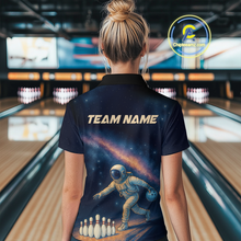 Load image into Gallery viewer, Astronaut Bowling Shirts for Women Men Team Bowling Jerseys Galaxy Bowl Polo 1/4 Zip MBL167