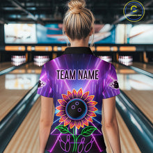 Load image into Gallery viewer, Custom Neon Lightning Sunflower Bowling Shirt Bowling Team Jersey for Women Bowling Polo QZT770