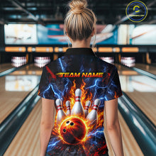 Load image into Gallery viewer, Flaming and Lightning Bowling Shirts for Team Women Men Bowling Polo &amp; 1/4 Zip Shirt MBL242