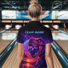 Load image into Gallery viewer, Custom Retro Galaxy Dinosaur Bowling Jersey for Women Bowling Shirts for Team Polo &amp; 1/4 Zip HNT245