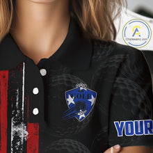 Load image into Gallery viewer, Custom Womens Golf Polo Shirt USA Flag, Golf Family Team Shirt, School Team Golf Shirt, Patriotic Golf Shirt NHT715