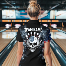 Load image into Gallery viewer, Custom Skull Bowling Shirts For Men Women American Flag Bowling Jersey Team BDT507