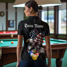 Load image into Gallery viewer, Personalized Billiard Shirt American Flag Eagle Billiard Jersey for Women Polo &amp; 1/4 Zip Shirt Team NNT01