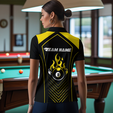Load image into Gallery viewer, Customized Yellow 8 Ball Pool Crown Women&#39;s Billiard Shirts, Billiard Team Shirts Polo &amp; 1/4 Zip Shirts NNT37