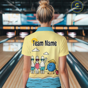 Summer Bowling Shirt Custom Polo Bowling Jersey Funny Bowling Pins and Ball QZT695