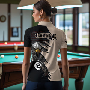 Funny US Flag Eagle Billiard Jersey for Women Billiard Shirt Billiard Gifts Polo & 1/4 Zip NNT14