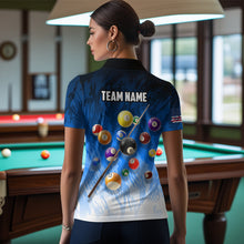 Load image into Gallery viewer, Personalized Blue Pool Player Billiard 8 Ball Polo &amp; 1/4 Zip For Women Custom Billiard Shirts Jerseys TDM3656