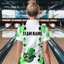 Load image into Gallery viewer, Custom Green Funny Bowling Shirt St Patrick Day Bowling Polo Team Jersey Unisex QZT620