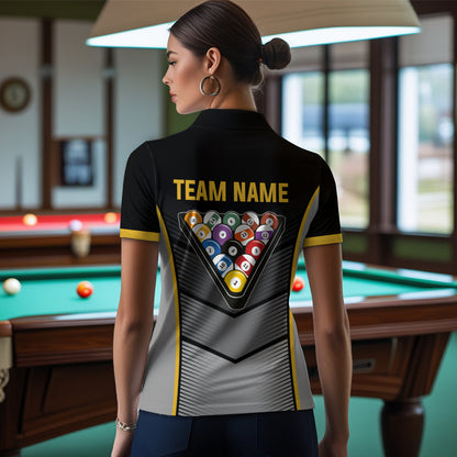 Billiard Shirt Crown 8 Ball Billiard Jersey Women Performance Billiard Shirt for Women Team Polo & 1/4 Zip NNT30