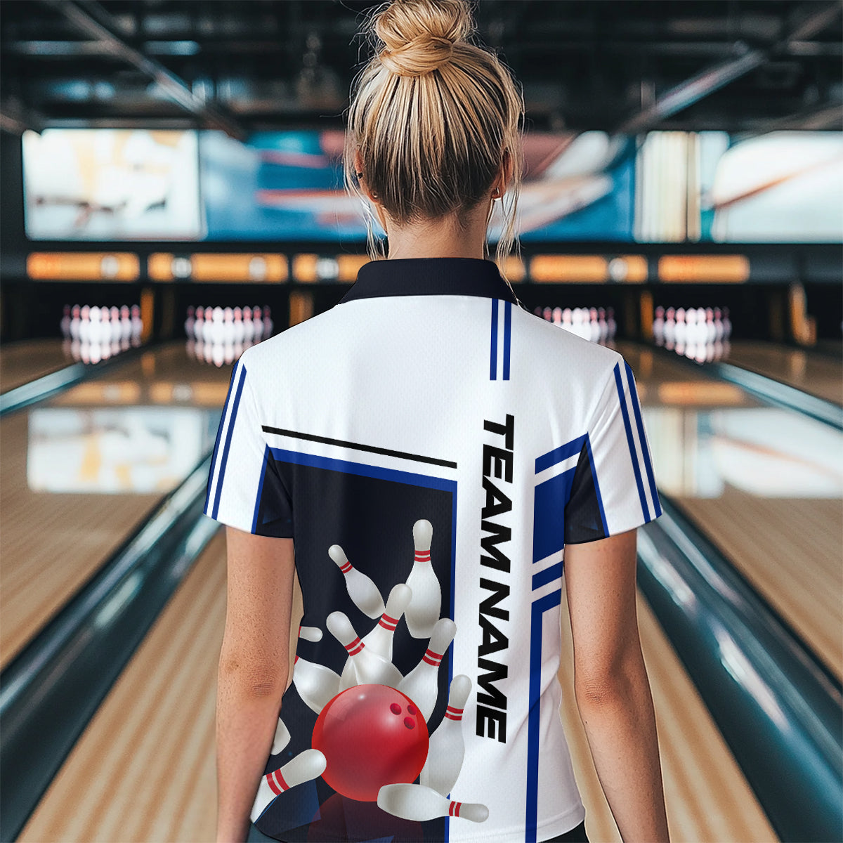 Bowling Jersey for Women Custom Bowling Team Shirts with Name Bowling League Polo & 1/4 Zip HNT30