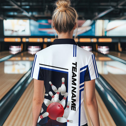 Bowling Jersey for Women Custom Bowling Team Shirts with Name Bowling League Polo & 1/4 Zip HNT30