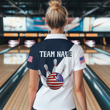 Load image into Gallery viewer, American Flag Bowling Shirts Blue&amp;White Bowling Jersey for Men Women Bowling Jersey MBL34
