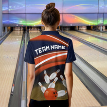 Load image into Gallery viewer, Custom Orange Bowling Jersey Bowling Team Shirts For Women Bowling League Polo &amp; 1/4 Zip HNT163