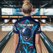 Load image into Gallery viewer, Custom Camo Pink &amp; Teal Bowling Jersey Bowling Team League Polo Shirt for Men Women QZT665
