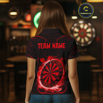 Lightning Smoke Red Dartboard Women's Darts Shirt - Custom Name For Darts Jersey NYN0471