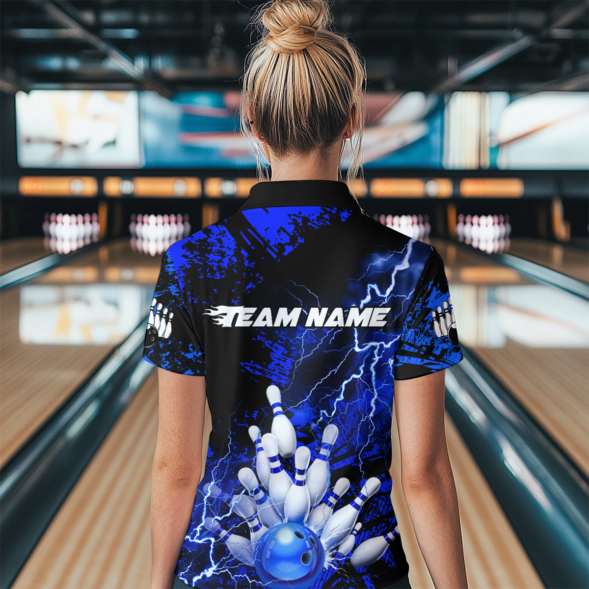 Blue Thunder Lightning Bowling Shirt Custom Colorful Bowling Jersey Men Women Team MBL67