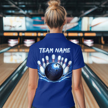 Load image into Gallery viewer, Custom Skull Bowling Shirt Blue Bowling Jersey for Men Women Team Polo&amp;1/4 Zip MBL58