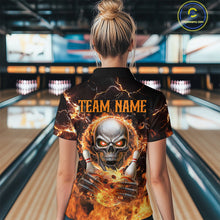 Load image into Gallery viewer, Skull Bowling Shirt Custom Thunder Flaming Bowling Jersey for Men Women Team MBL85