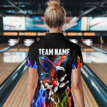 Load image into Gallery viewer, Rainbow Flame Eagle Bowling Team Jersey Personalized Bowling Polo Shirt For Men And Women QZT681