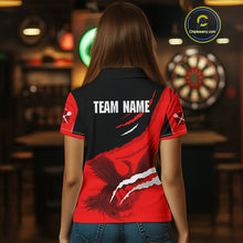 Load image into Gallery viewer, Custom Dart Team Shirt For Women With Crimson Phoenix On Black Linear Pattern NYN0277