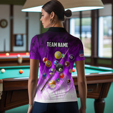 Load image into Gallery viewer, Personalized Purple Pool Player Billiard 8 Ball Polo &amp; 1/4 Zip For Women Custom Billiard Jerseys TDM3658