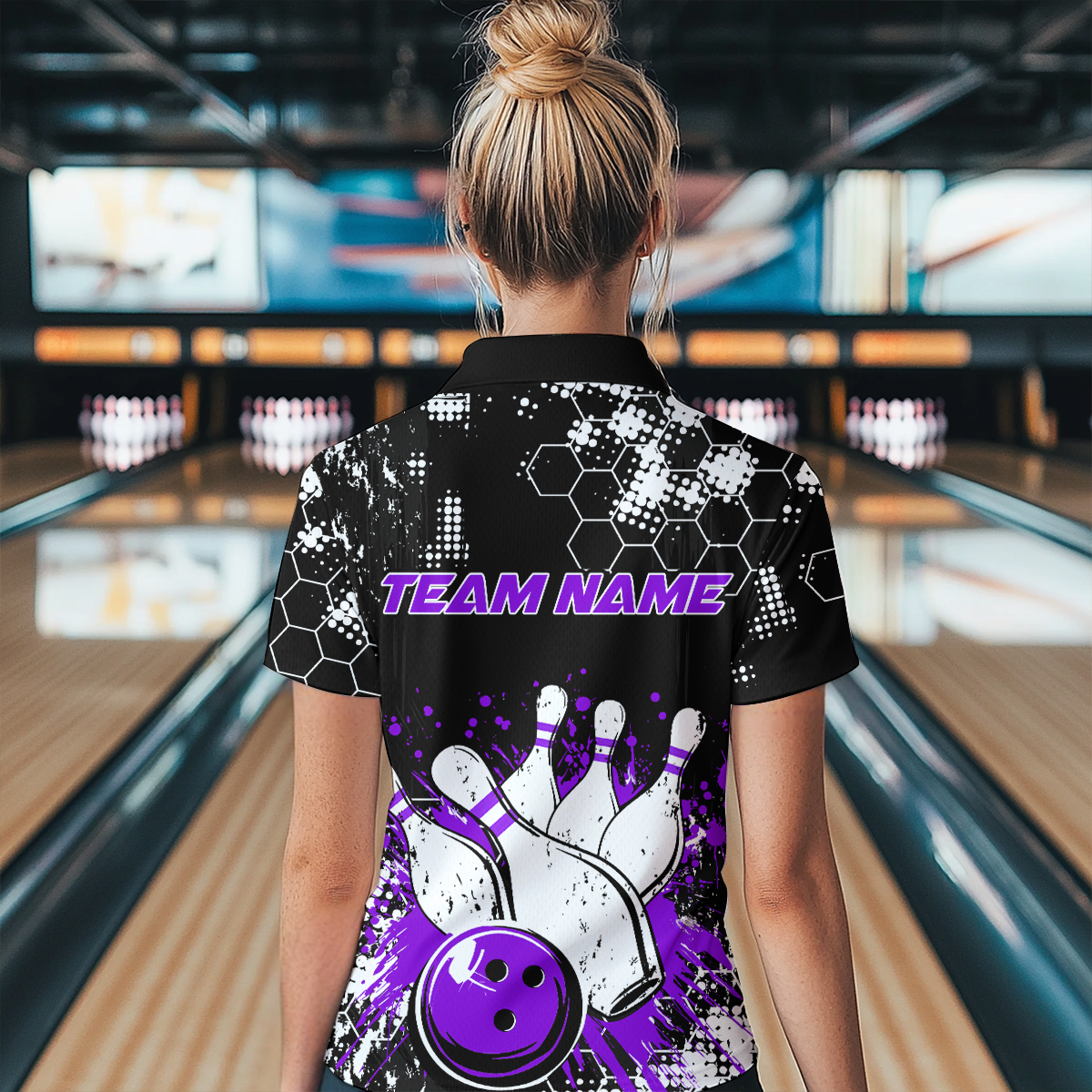 Purple Watercolor Bowling Shirts Men Women Team Custom Bowling Polo & 1/4 Zip Shirt MBL60