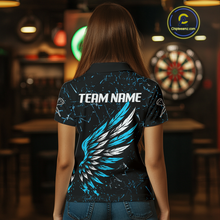 Load image into Gallery viewer, Custom White-Blue Wings Grunge Style Dart Shirt For Women, Dart Team Jerseys NYN0110