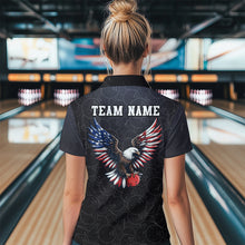 Load image into Gallery viewer, Personalized US Flag Bowling Shirt Eagle Bowling Jersey Polo Shirt Bowling for Women QZT274