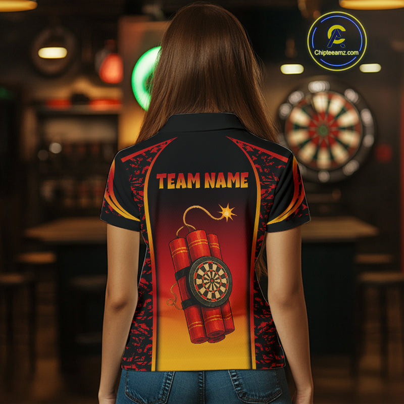 Persionalized Dartboard In Bombs Red-Yellow Dart Shirt For Women, Dart Jerseys NYN0115