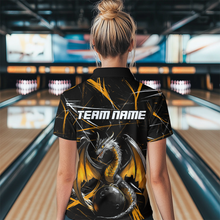 Load image into Gallery viewer, Black &amp; Gold Dragon Bowling Shirt Custom Polo Bowling Jersey for Men Women QZT682