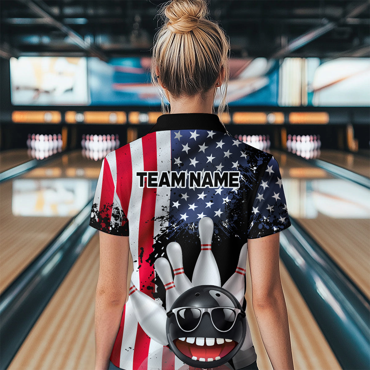 American Flag Bowling Shirts for Men Women Funny Bowling Jersey Team Bowling Shirt MBL10