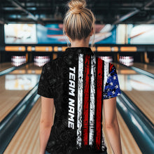 Load image into Gallery viewer, American Flag Bowling Custom Women Bowling Shirt Polo &amp; Quarter-Zip Bowling Team Jerseys HNT52