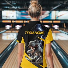 Load image into Gallery viewer, Yellow &amp; Black Thunder Dinosaur Bowling Shirts Custom Bowling Polo Jersey for Men Women QZT669