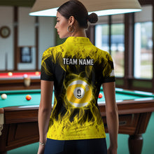 Load image into Gallery viewer, Personalized Yellow Flaming Billiard Jerseys 9 Ball Pool Billiard Shirts for Women Team Polo &amp; 1/4 Zip Shirt NNT32