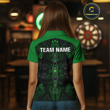 Load image into Gallery viewer, Armor-Style Tribal Green Dartboard Women&#39;s Darts Shirt - Custom Name For Darts Jersey NYN0432