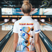 Load image into Gallery viewer, Custom Flame &amp; Water DNA Bowling Shirt White Polo Bowling Jersey for Men And Women QZT685
