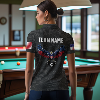 Billiard Shirt for Women US Flag Eagle Billiard Jersey 8 Ball Billiard for Women Team Shirt NNT24