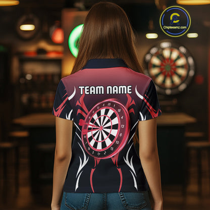 Women’s Custom Dart Shirt, Red-To-Black Color With Lightning Dartboard Dart Jersey NYN0247