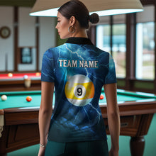 Load image into Gallery viewer, Blue Thunder 8 &amp; 9 Ball Billiards Shirt Women Team Polo &amp; 1/4 Zip Shirts Billiard Jersey NNT17