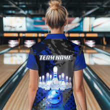 Load image into Gallery viewer, Fire Bowling Shirt Custom Blue Bowling Jersey for Men Women with Team Name MBL63
