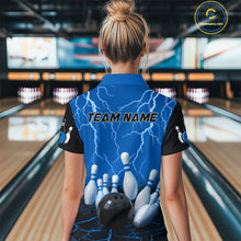 Load image into Gallery viewer, Blue Thunder Lightning &amp; Lava Bowling Shirt for Men Women Team Bowling Jersey MBL92