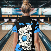 Load image into Gallery viewer, Custom Blue Butterflies Bowling Shirt for Men Women Team Bowling Polo&amp;Quater Zip MBL76